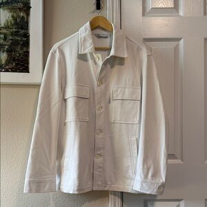 Zara Men's White Button-Up Shirt Jacket